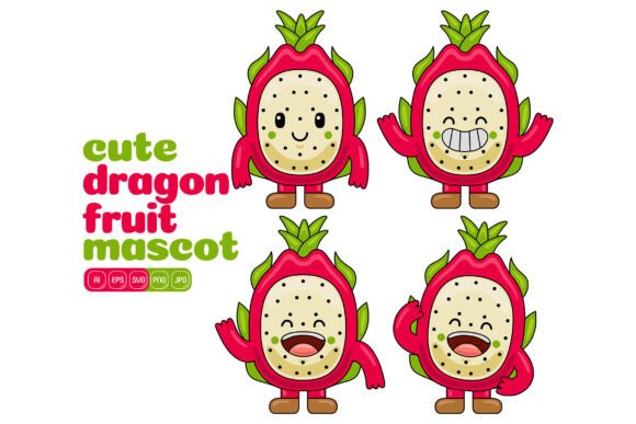 Cute Dragon Fruit Mascot Vector Pack 01