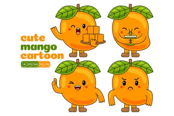 Cute Mango Mascot Vector Pack 02 Graphics
