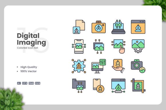 Digital Imaging Colored Icons Graphics