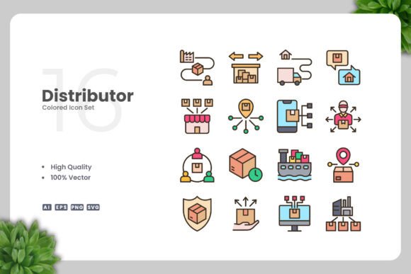 Distributor Colored Icons Graphics