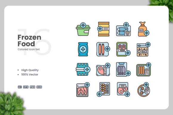 Frozen Food Colored Icons