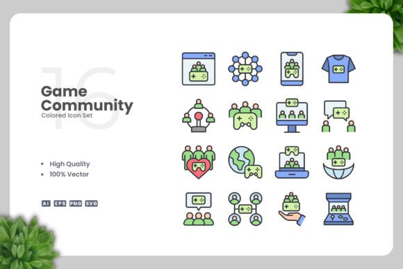 Game Community Colored Icons Graphics