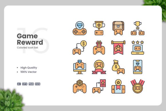 Game Reward Colored Icons for Modern Branding
