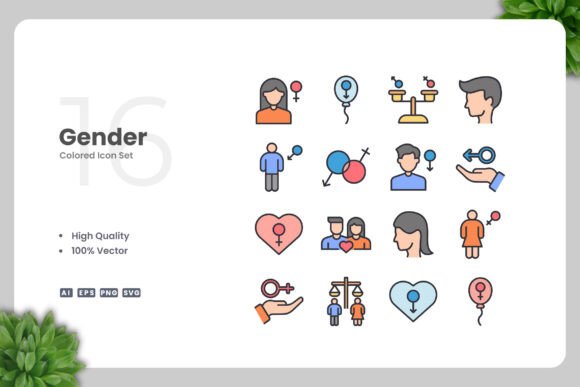 Gender Colored Icons Graphics