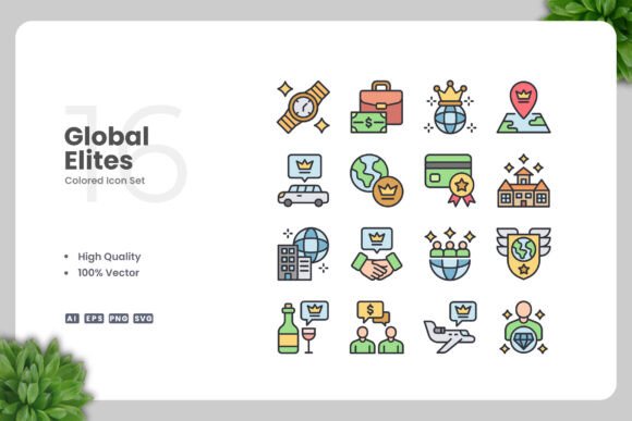 Global Elites Colored Icons Graphics