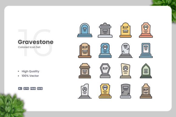Gravestone Colored Icons Graphics