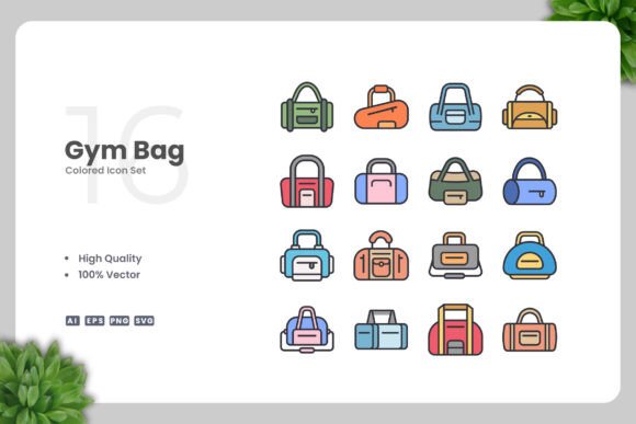 Gym Bag Colored Icons Graphics
