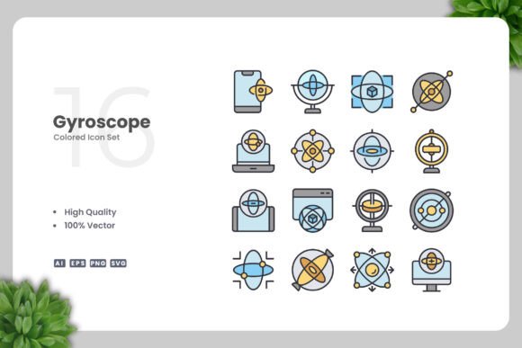 Gyroscope Colored Icons Graphics