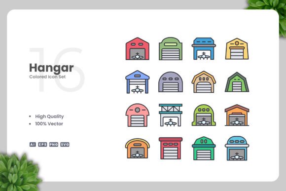 Hangar Colored Icons: A Graphic Design Asset for Modern Branding