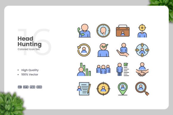 Head Hunting Colored Icons Graphics