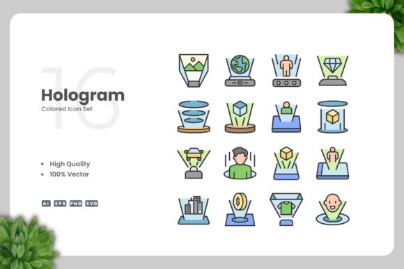 Hologram Colored Icons Graphics