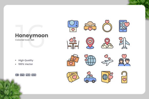Honeymoon Colored Icons