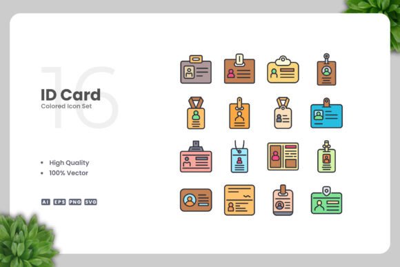 Id Card Colored Icons for Modern Branding