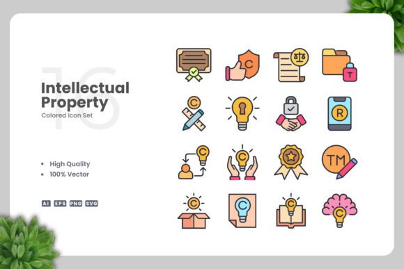 Intellectual Property Colored Icons Graphics