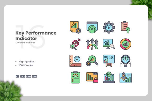 Key Performance Indicator Colored Icons Graphics