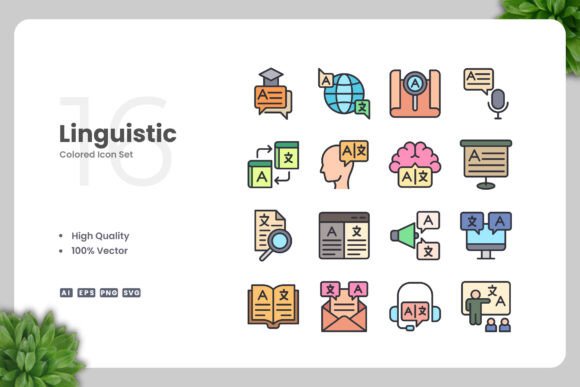 Linguistic Colored Icon Graphics