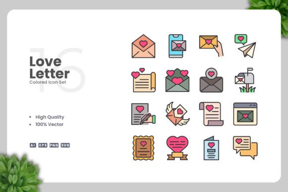 Love Letter Colored Icons Graphics