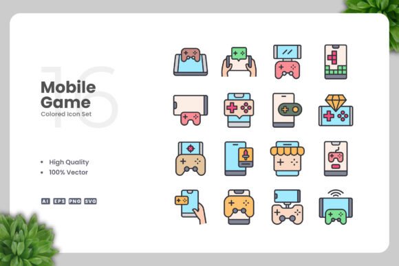 Mobile Game Colored Icons