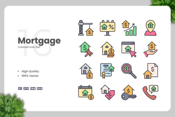 Mortgage Colored Icons Graphics Freebies