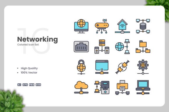 Networking Colored Icons Graphics