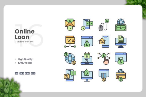 Online Loan Colored Icons for Modern Branding