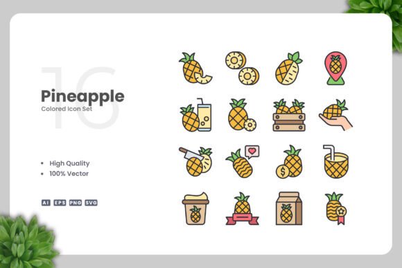 Pineapple Colored Icons for Modern Branding