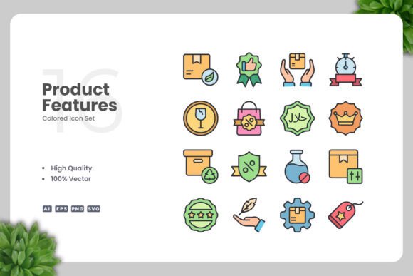 Product Features Colored Icons for Modern Branding