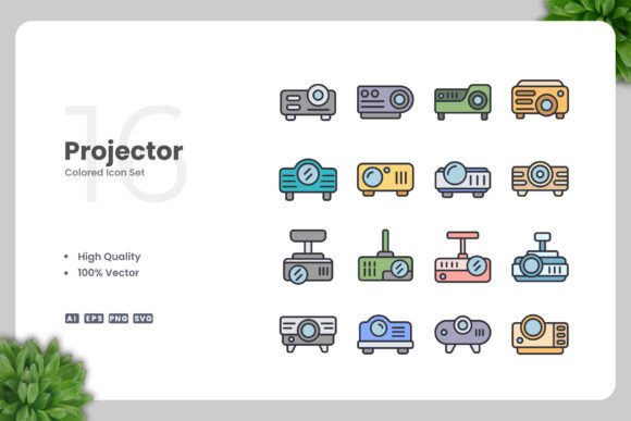 Projector Colored Icons Graphics