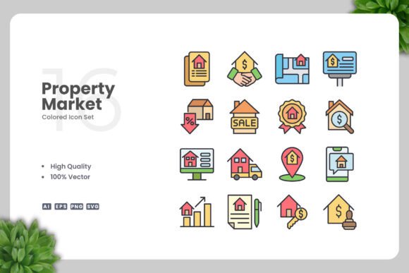 Property Market Colored Icons Graphics