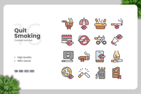Quit Smoking Colored Icons