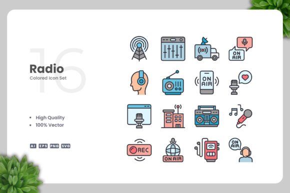 Radio Colored Icons Graphics for Crafters