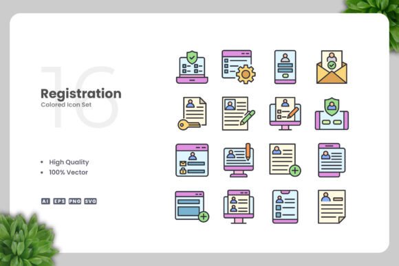 Registration Colored Icons Graphics