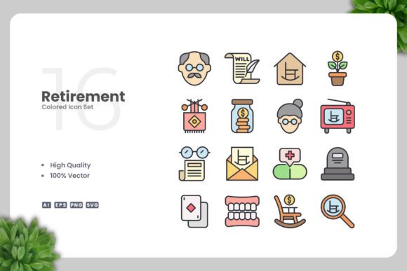 Retirement Colored Icons Graphics