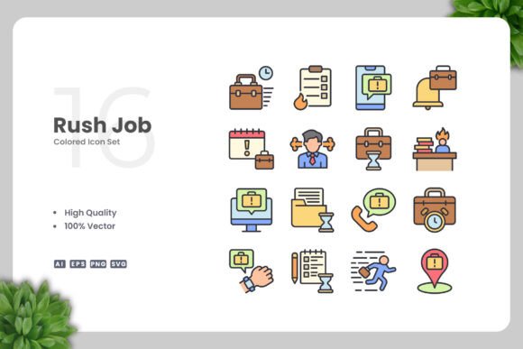Rush Job Colored Icons Graphics