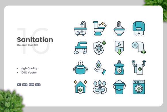 Sanitation Colored Icons Graphics