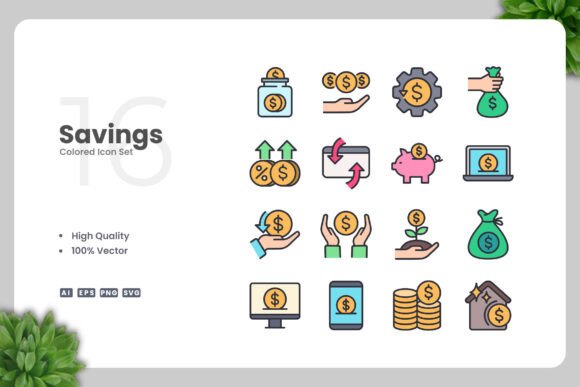 Savings Colored Icons Graphics