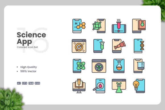 Science App Colored Icons: A Graphic Designer’s Take