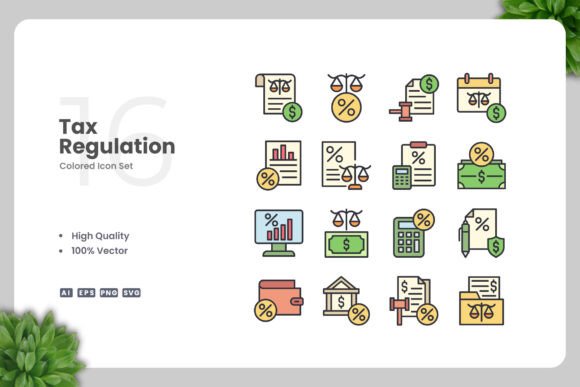 Tax Regulation Colored Icons Graphics